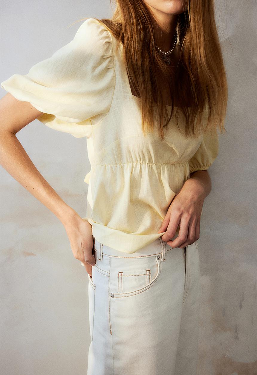 H&M - Wide high jeans - cream