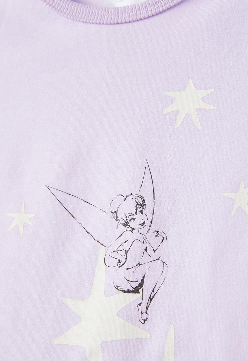 Cotton On - Stacey flutter short sleeve pyjama set licensed - lcn dis vintage lilac/tinkerbell glow