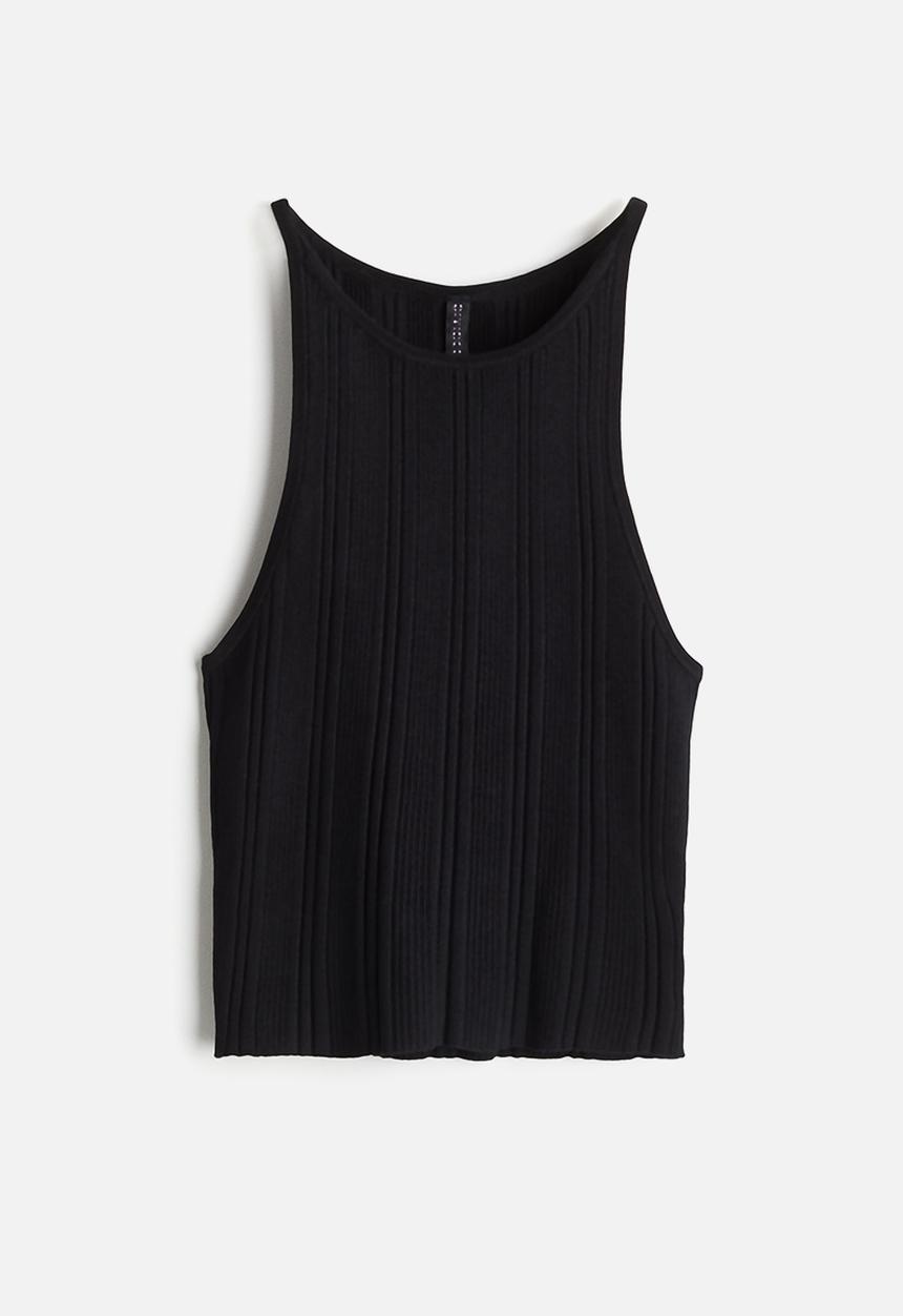 H&M - Rib-knit vest top - black