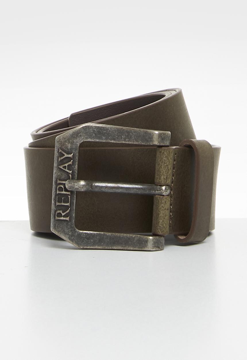 Replay - Replay leather belt - dark wood brown