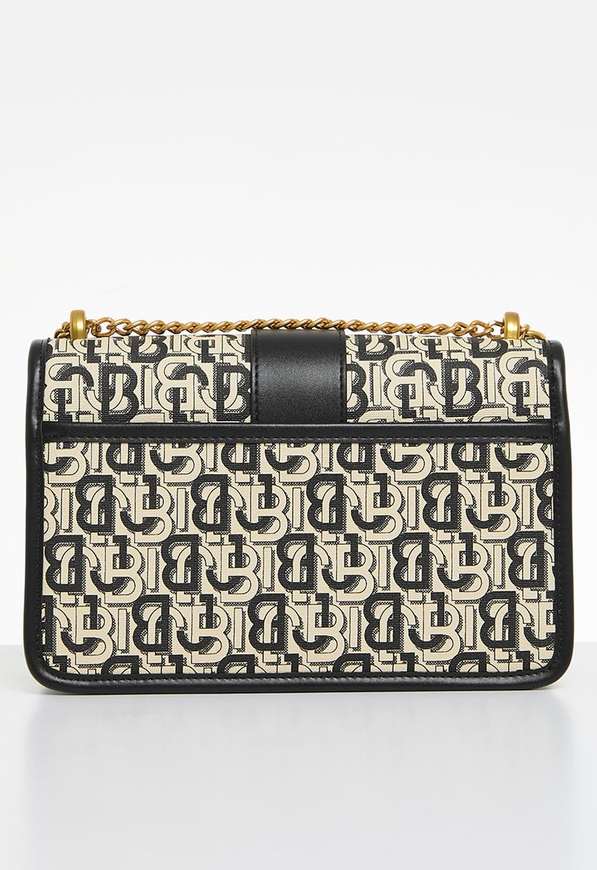 Jo Borkett - Monogram flapover sling - black & neutral