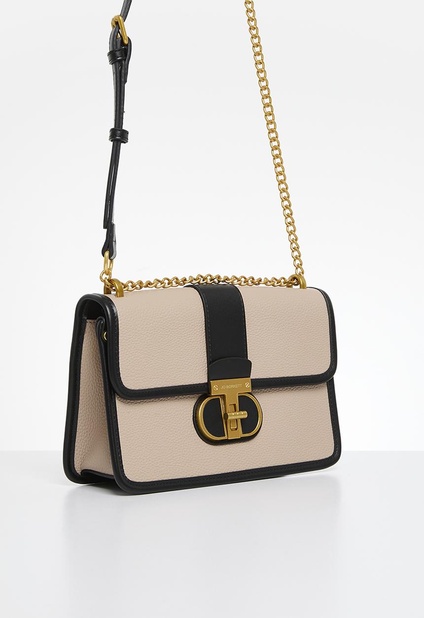 Jo Borkett - Monogram flapover sling - black & neutral