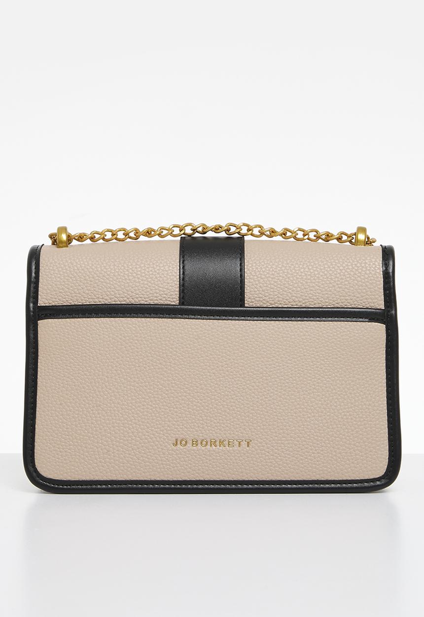 Jo Borkett - Monogram flapover sling - black & neutral
