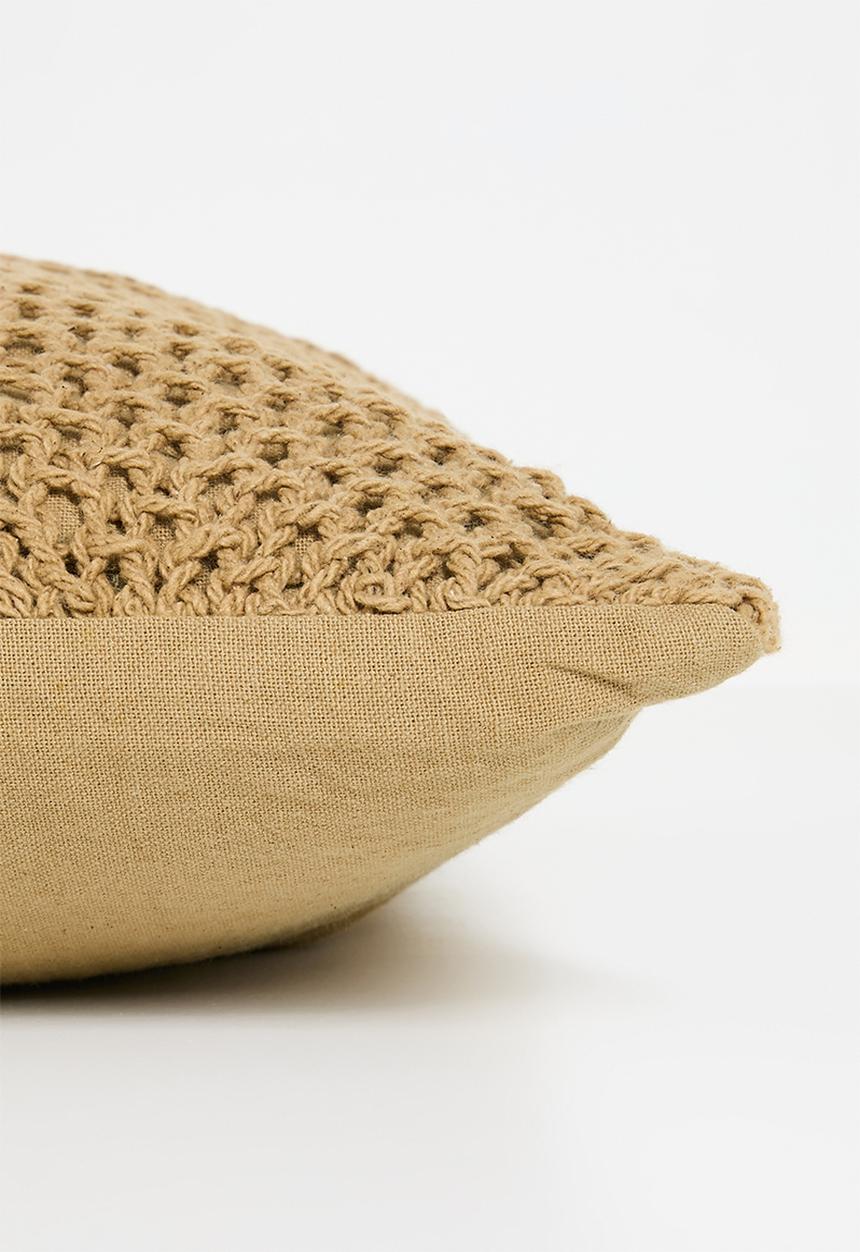 H&S - Cotton knitted cushions with inner - Tan