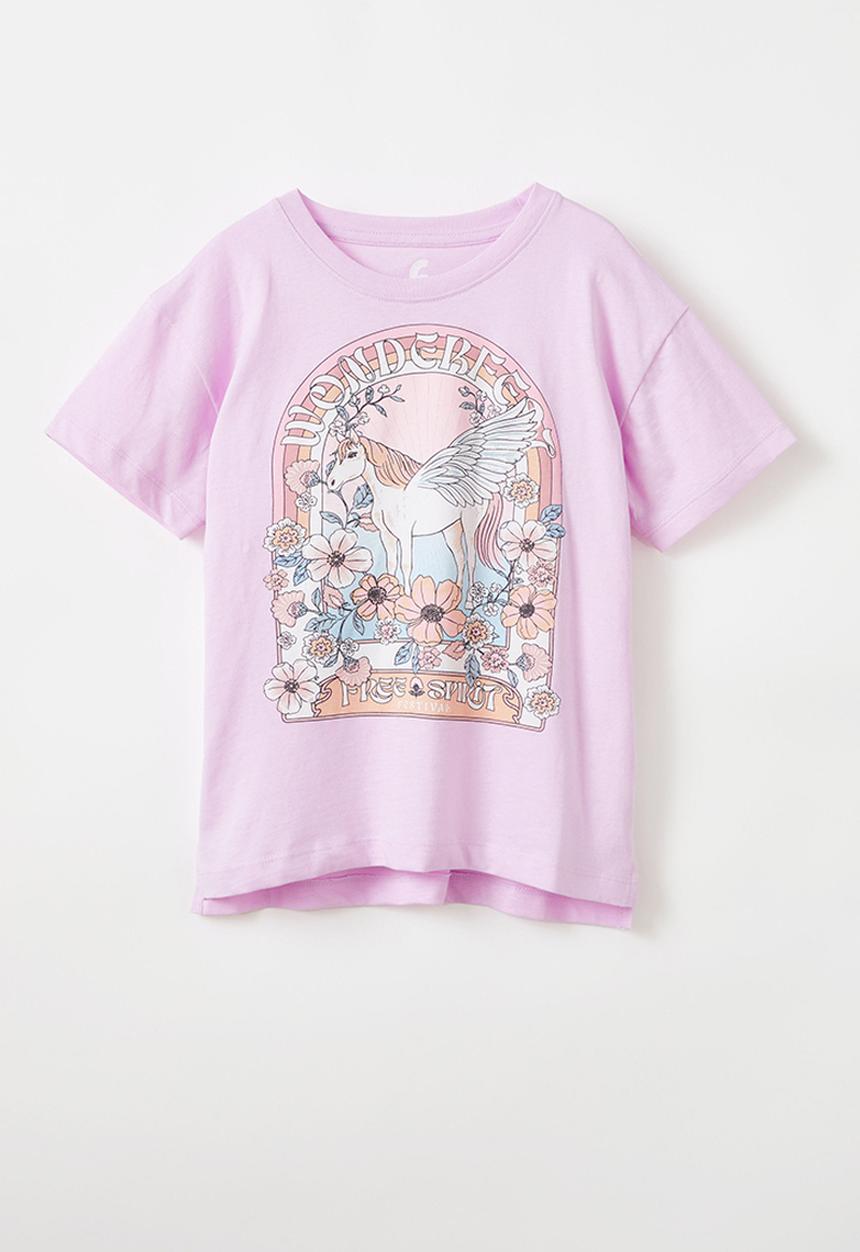 Cotton On - Poppy short sleeve print tee - pale violet/free spirit