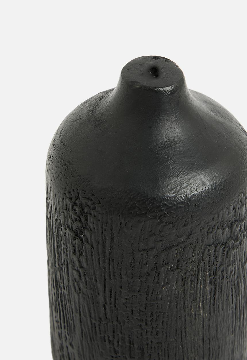 H&S - Wooden Vase Black Set of 2