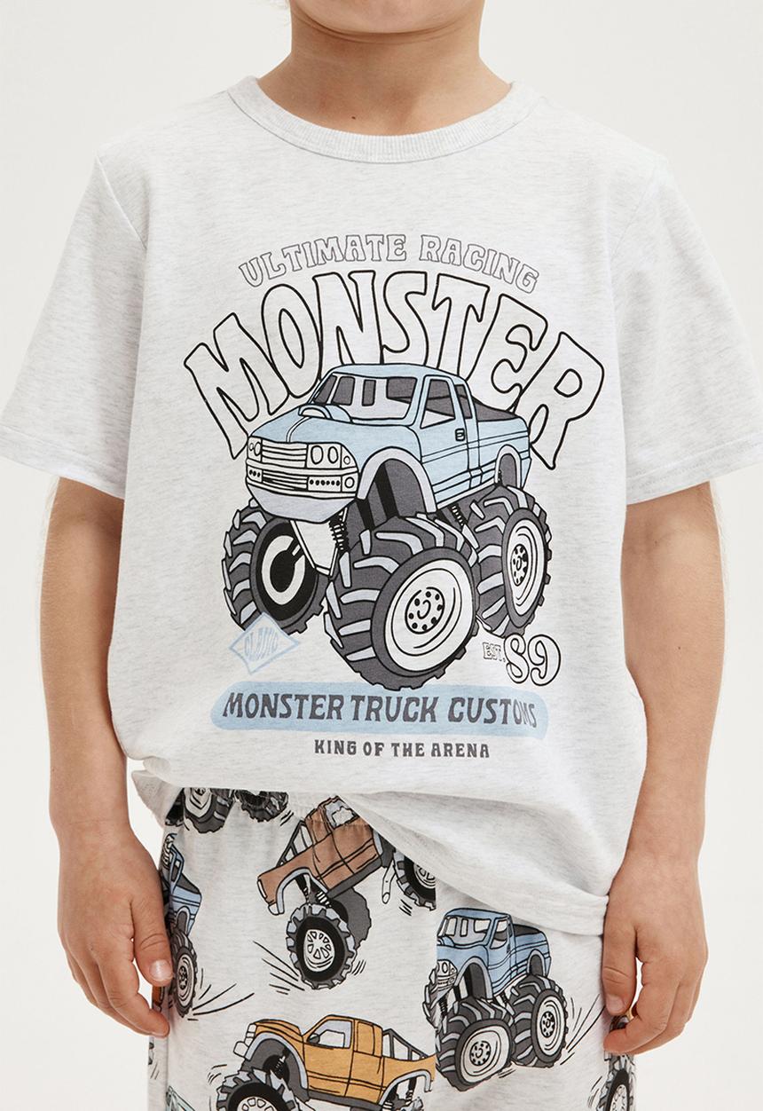 Cotton On - Jordan short sleeve pyjama set - snow marle/crazy trucks