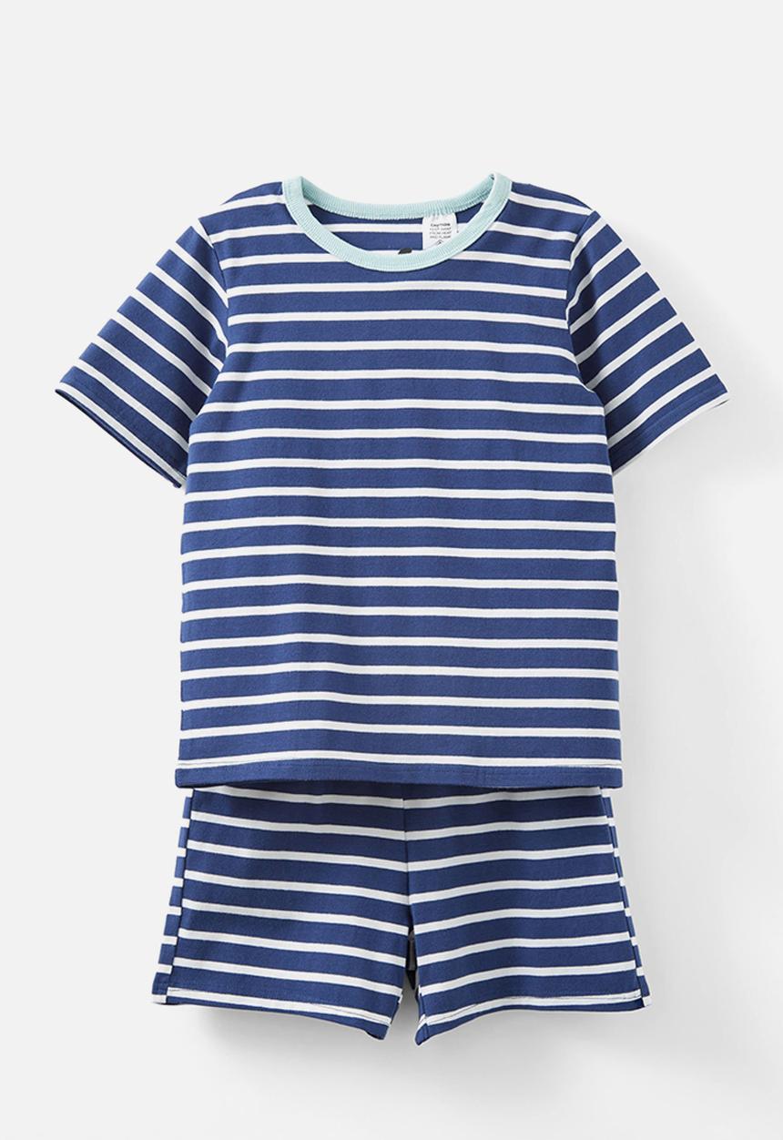 Cotton On - Jordan short sleeve pyjama set - vanilla/in the navy stripe