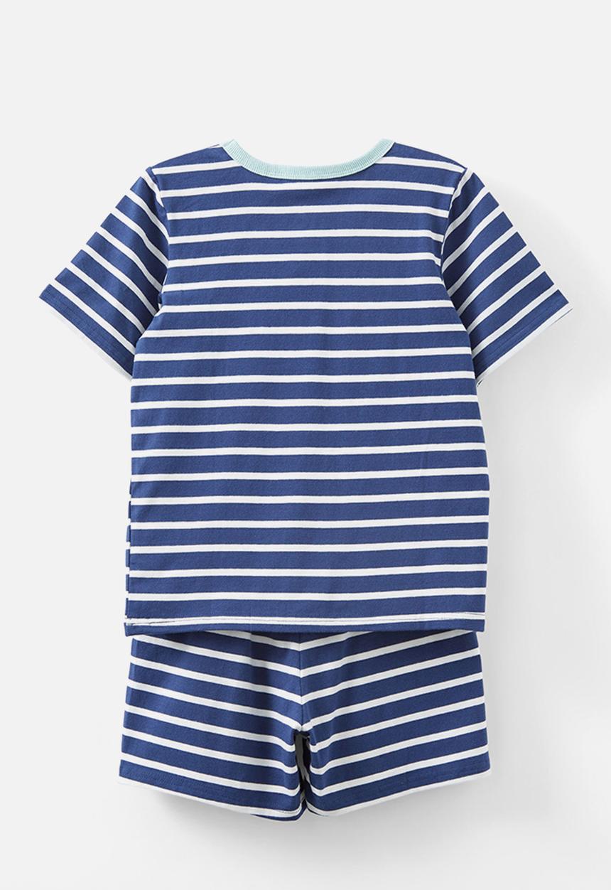 Cotton On - Jordan short sleeve pyjama set - vanilla/in the navy stripe