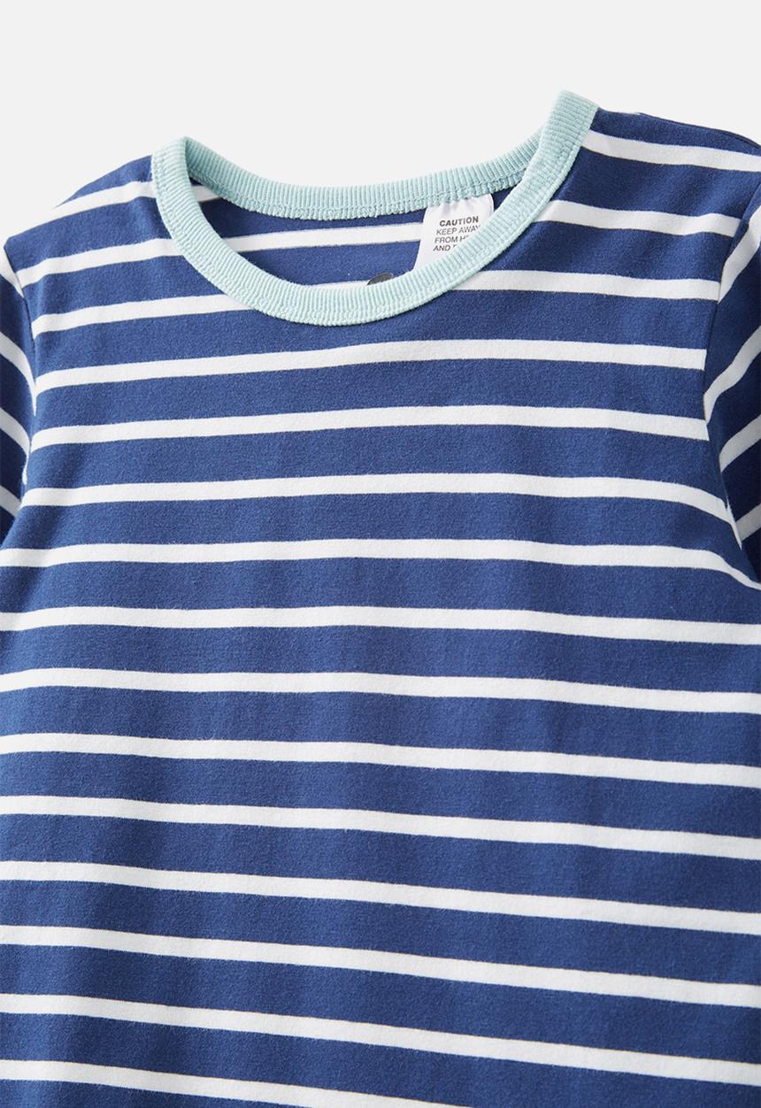Cotton On - Jordan short sleeve pyjama set - vanilla/in the navy stripe