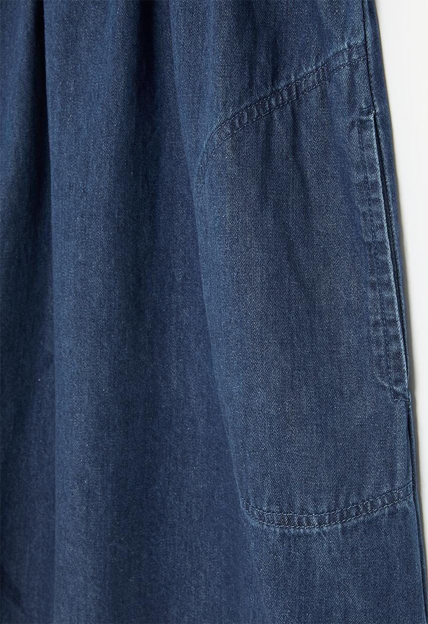 Pop Candy - Puff sleeve denim dress-blue