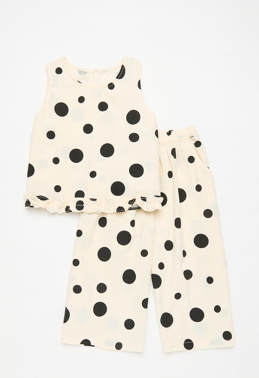 Pop Candy - Polka dot top & bottom set - black & off white