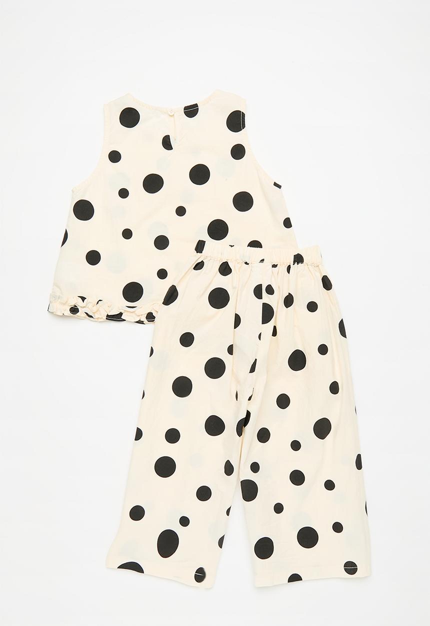 Pop Candy - Polka dot top & bottom set - black & off white