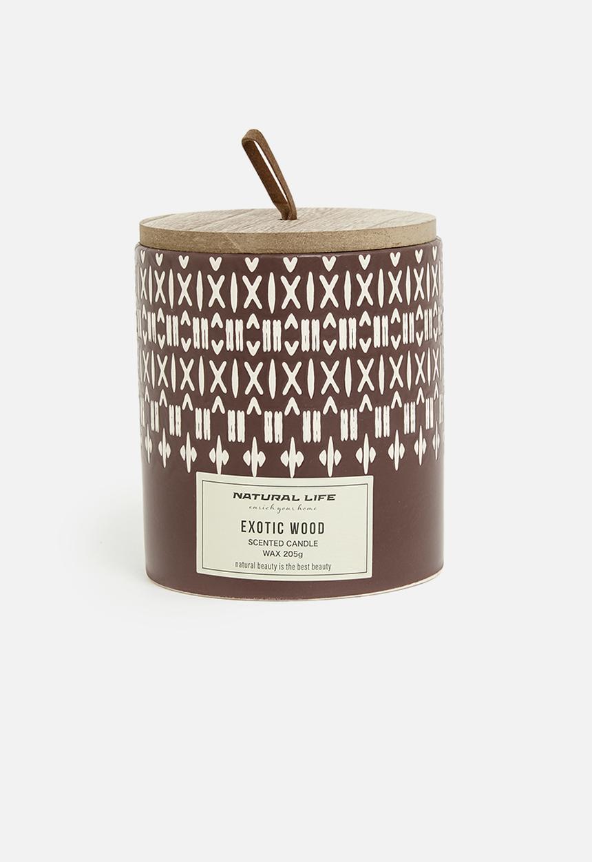 H&S - Cermaic Candle with Lid Terracotta - Exotic Wood