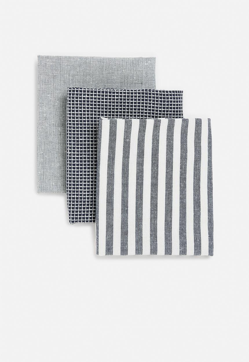 Excellent Houseware - Peta kitchen towel set of 3 - Blue