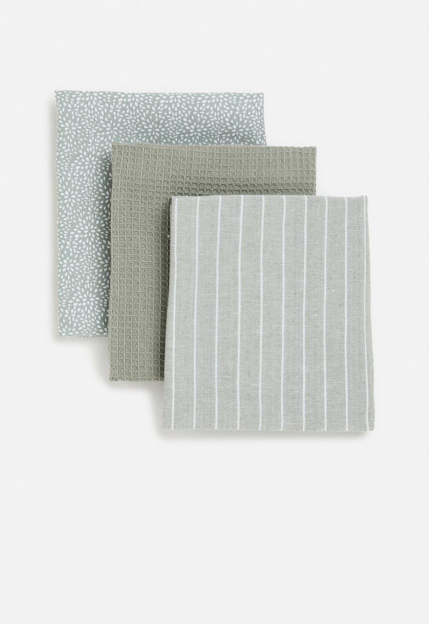 Excellent Houseware - Kitchen towels set of 3 - Green