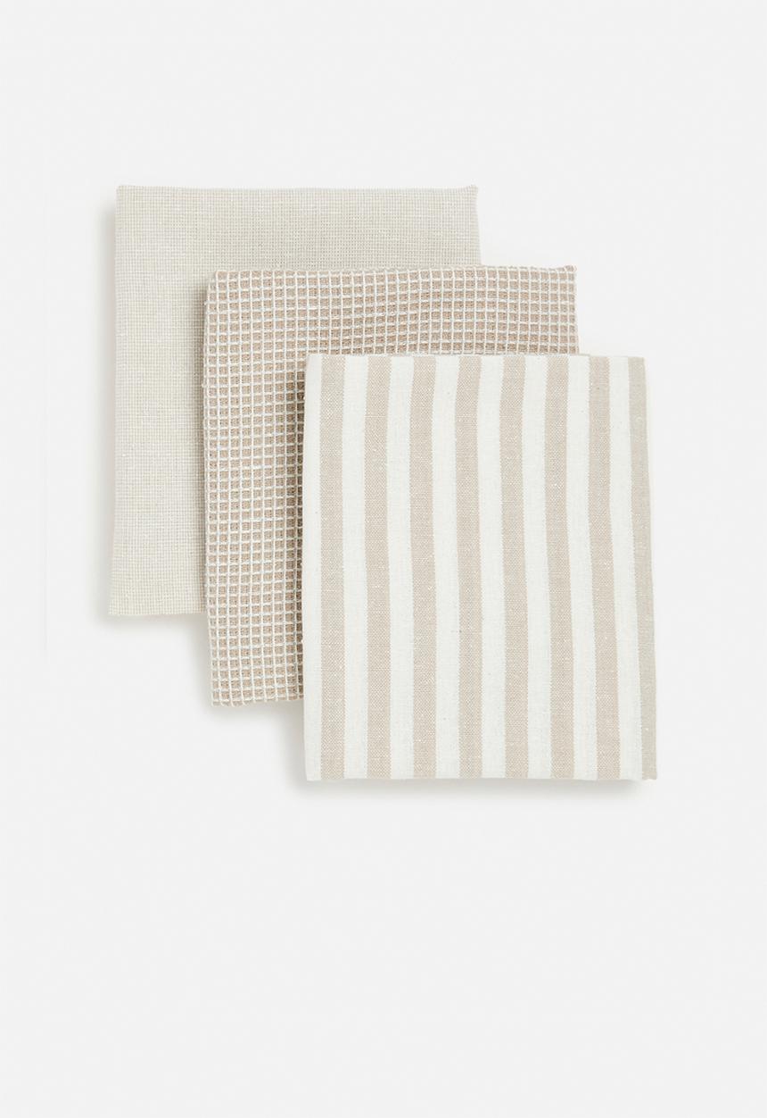Excellent Houseware - Peta kitchen towel set of 3 - Beige