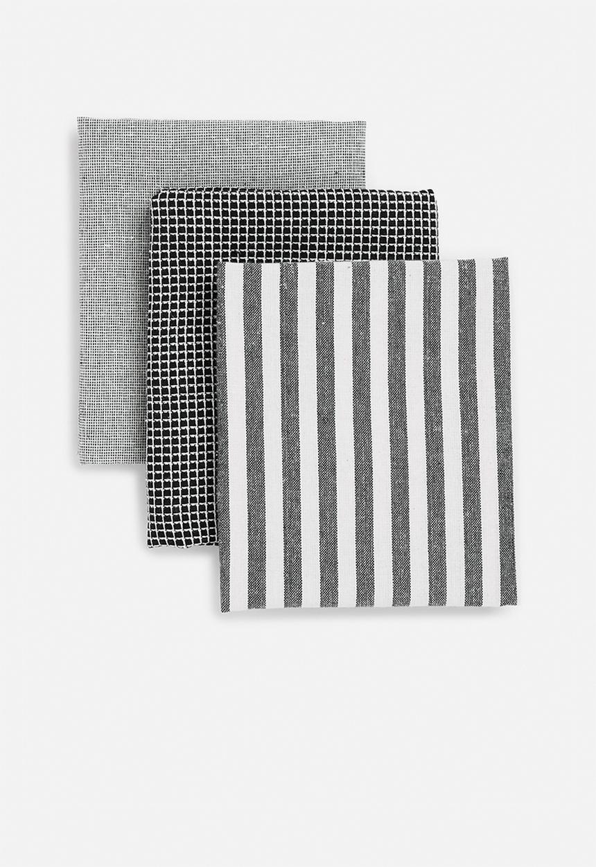 Excellent Houseware - Peta kitchen towel set of 3 - Grey