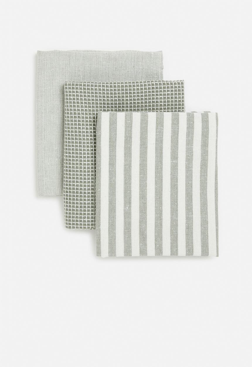 Excellent Houseware - Peta kitchen towel set of 3 - Green