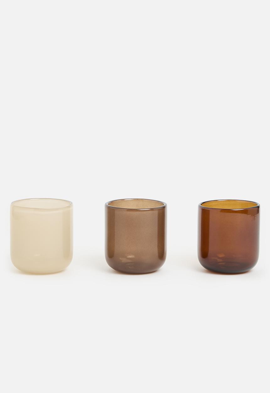H&S - Blown glass tealight holder set of 3 - amber