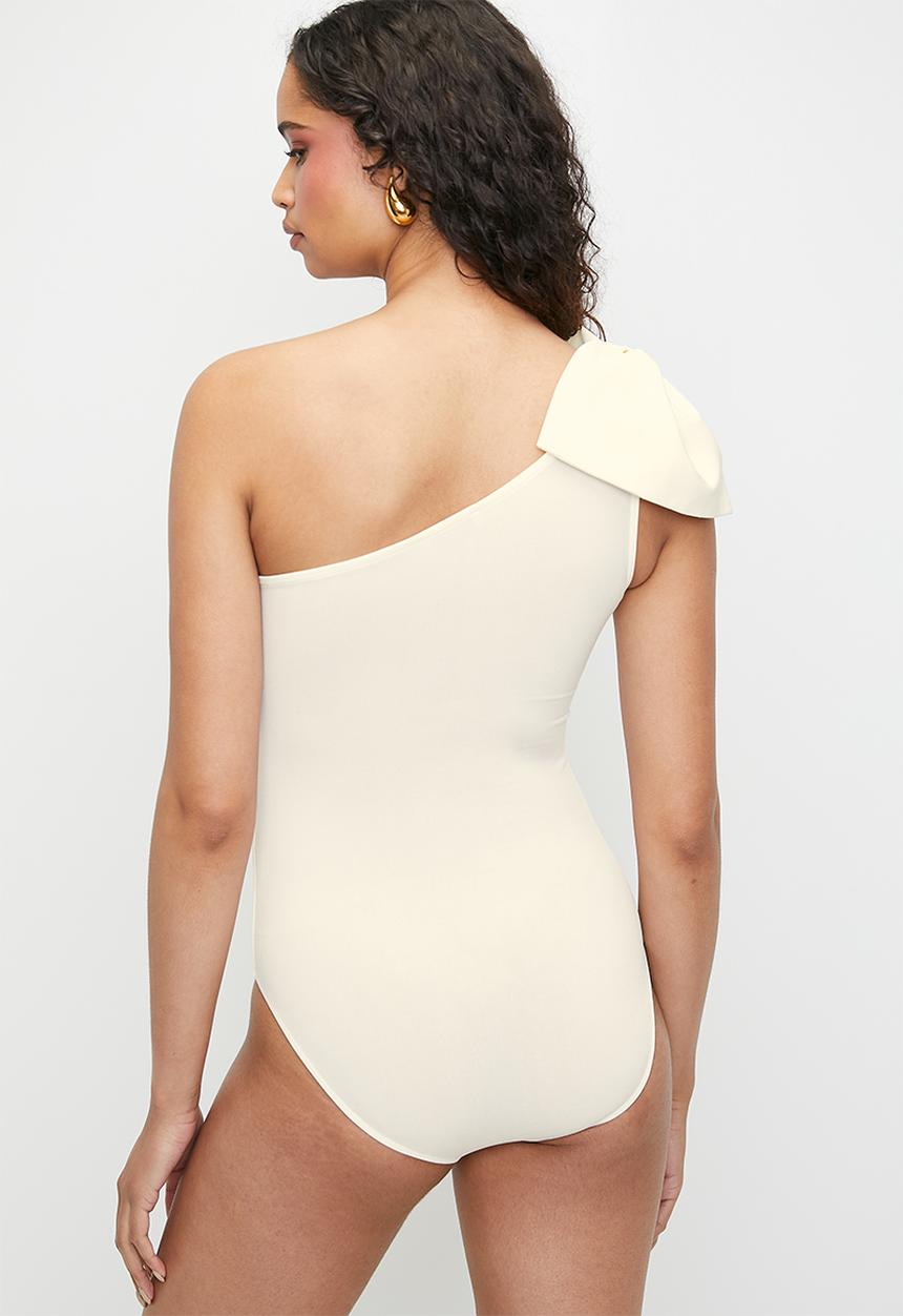 MILLA - Asym tie bow fashion bodysuit - milk 