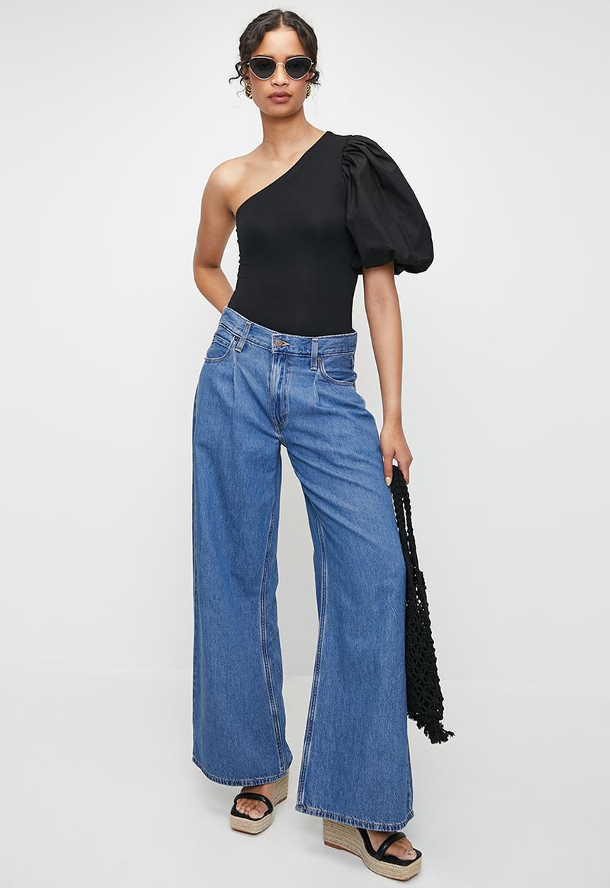 MILLA - Combo puff sleeve bodysuit - black
