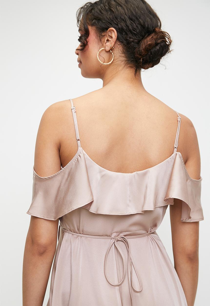 MILLA - Cold shoulder flutter wrap dress - bark