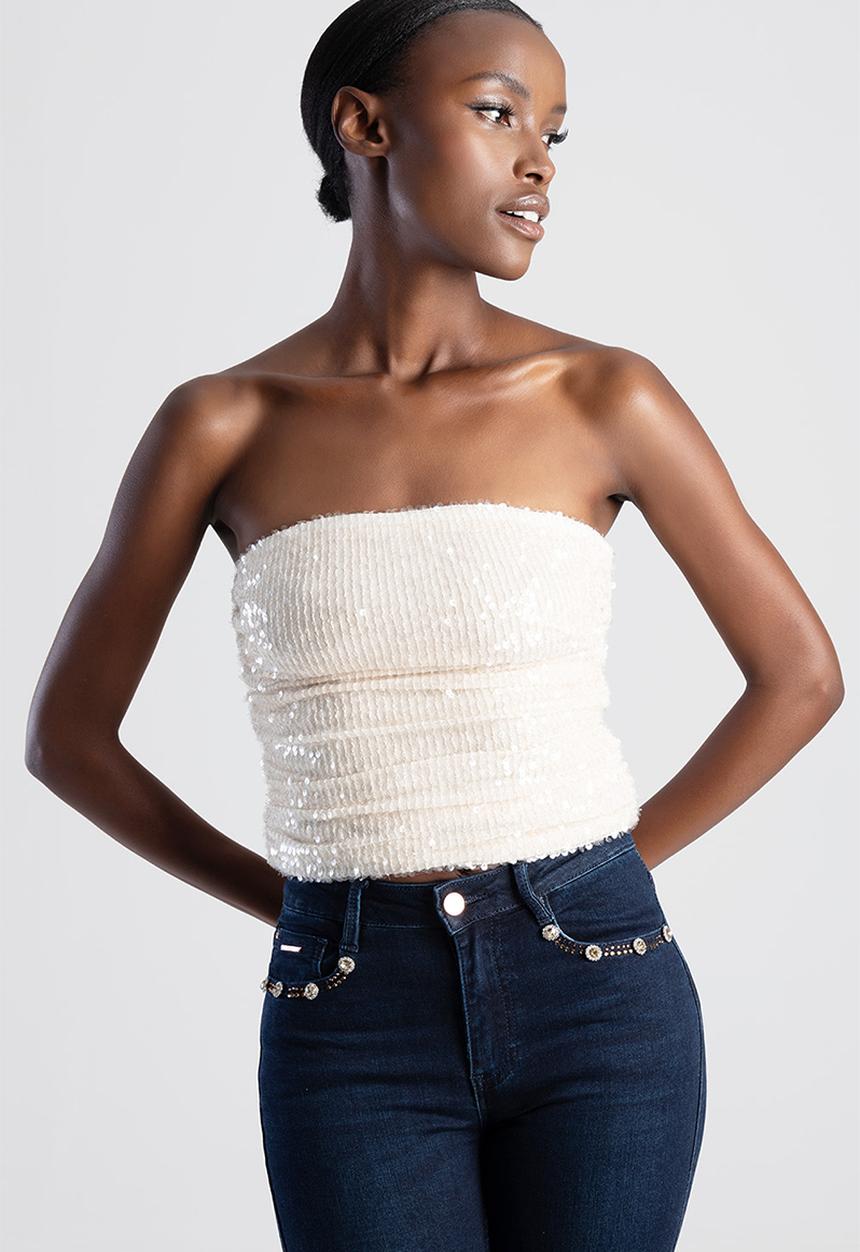 My Life: Ruched Boobtube Top - Neutral