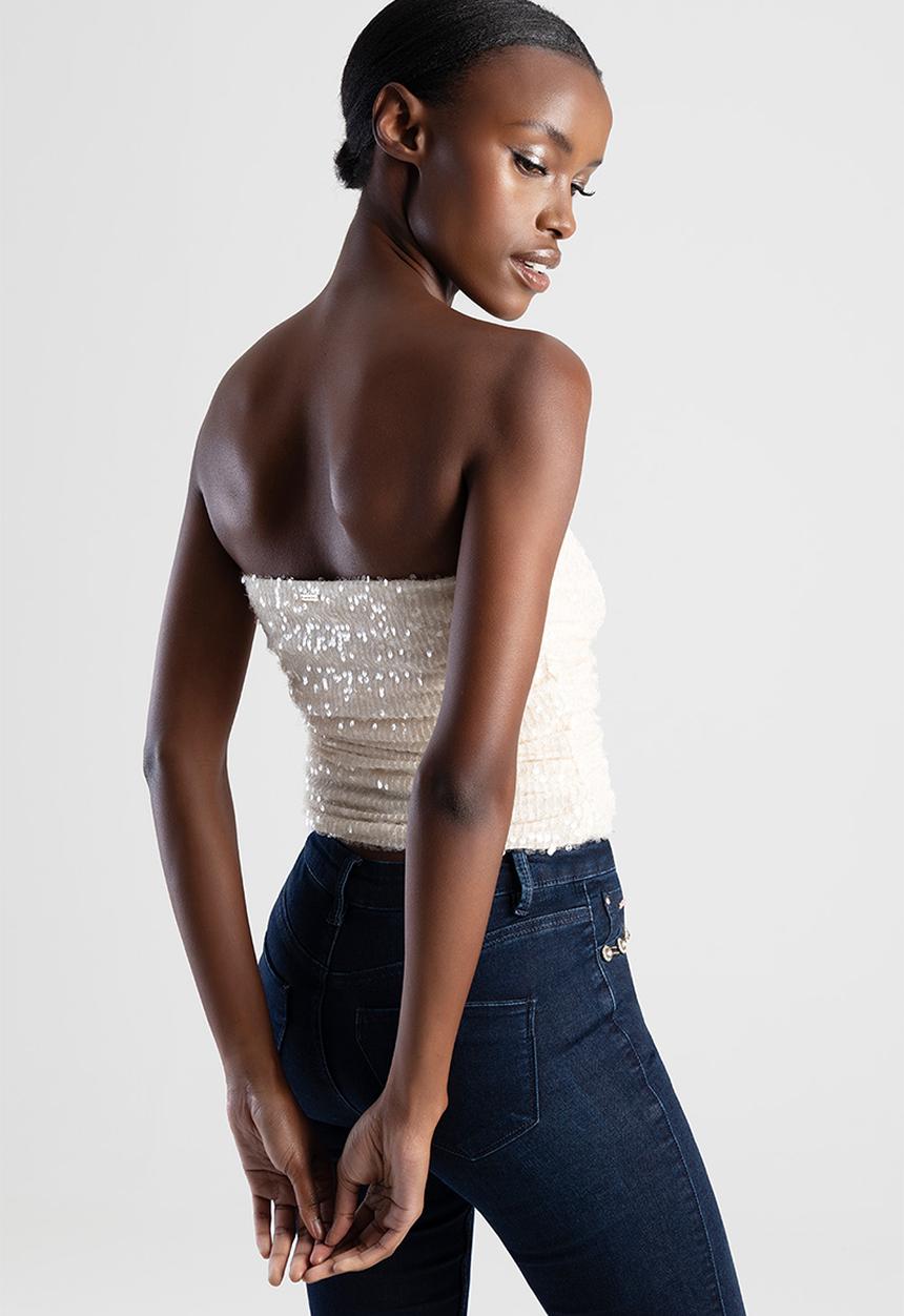 My Life: Ruched Boobtube Top - Neutral