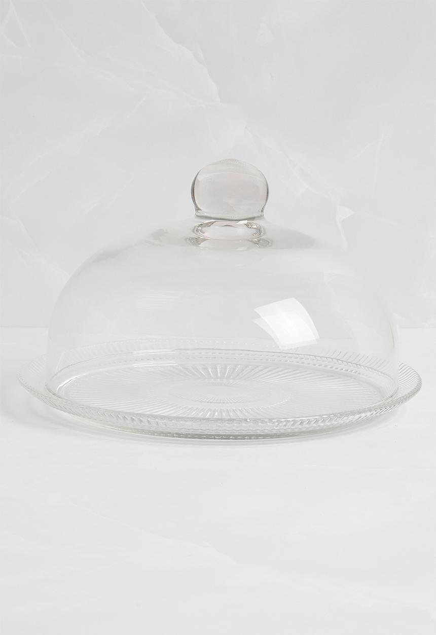 Excellent Houseware - Roma glass cake stand w dome - clear