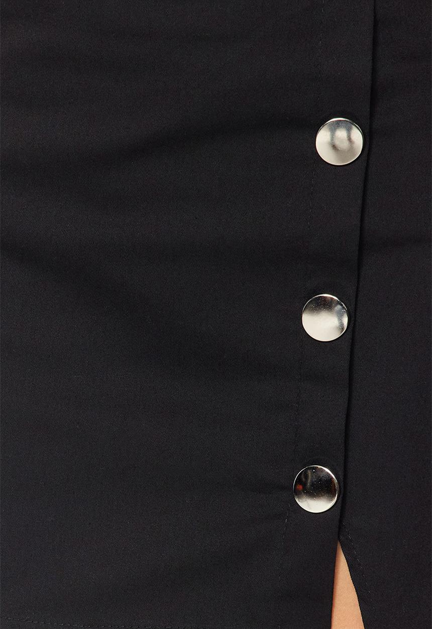 Trendyol - Button Detailed Mini Length Woven Skirt - Black