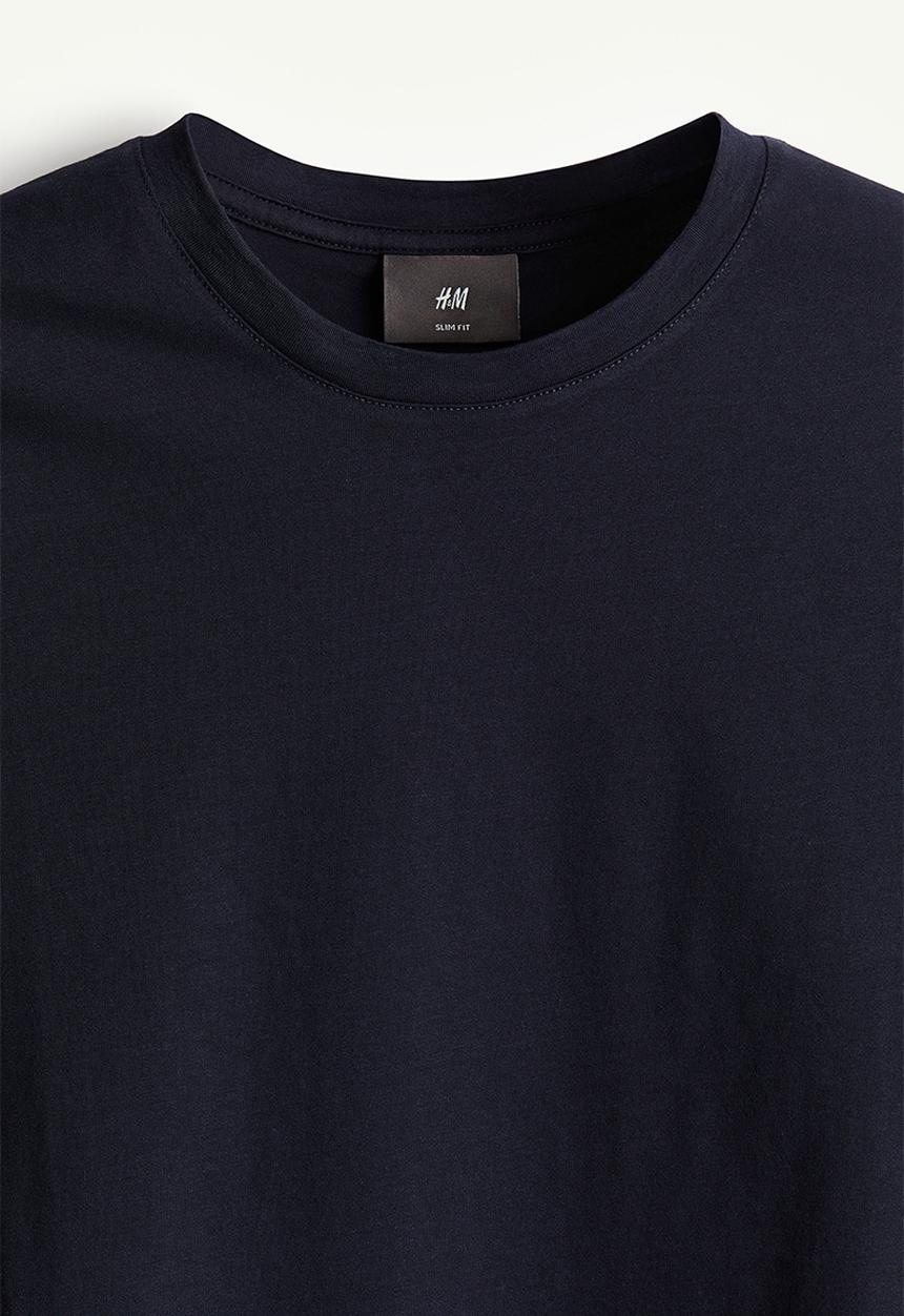 H&M - Slim fit pima cotton T-shirt - navy