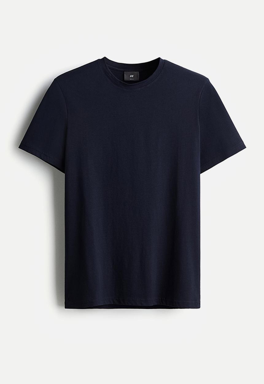 H&M - Slim fit pima cotton T-shirt - navy