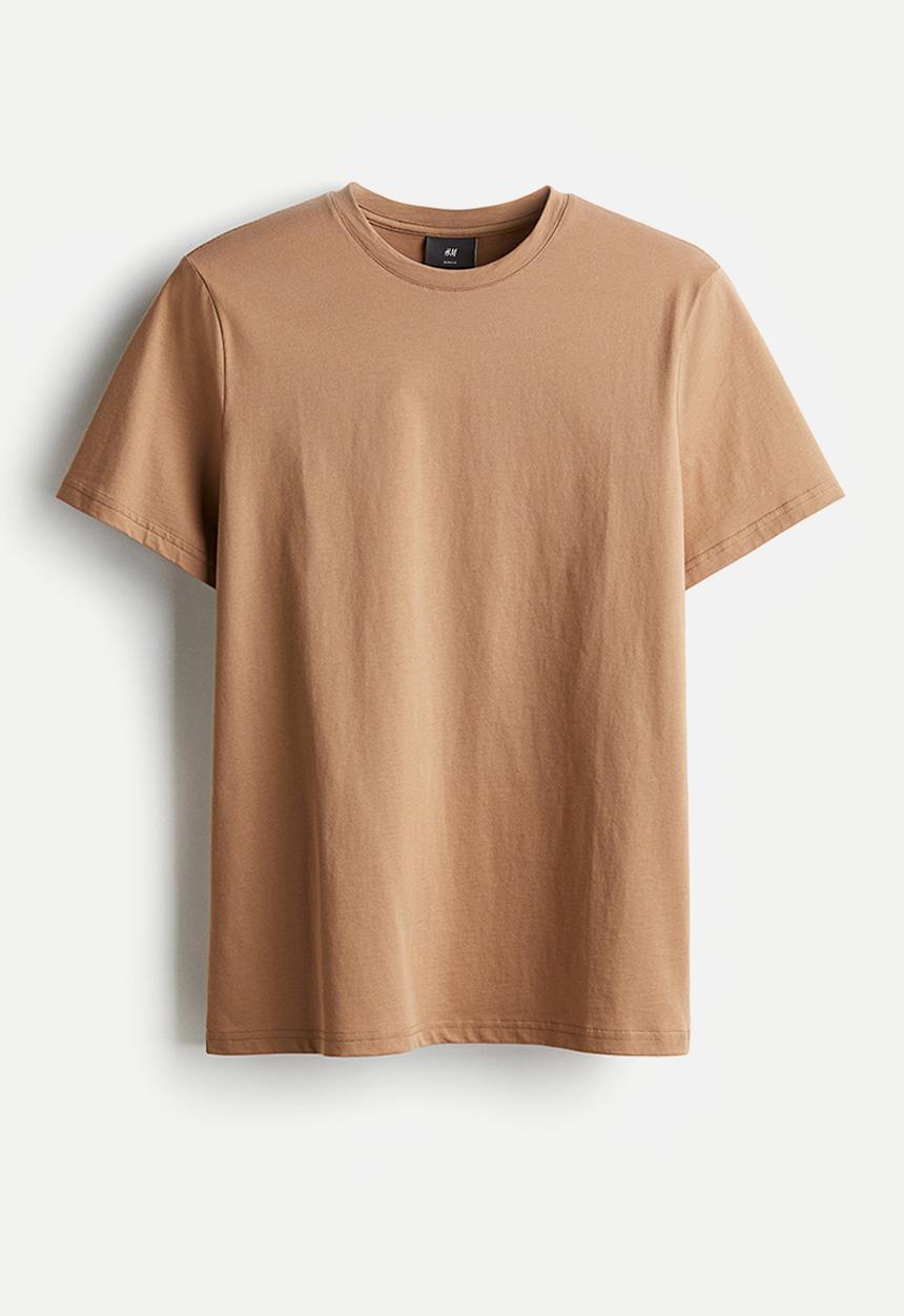 H&M - Slim fit pima cotton T-shirt - light brown