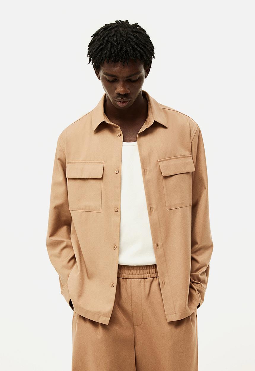 H&M - Regular fit twill overshirt - brown