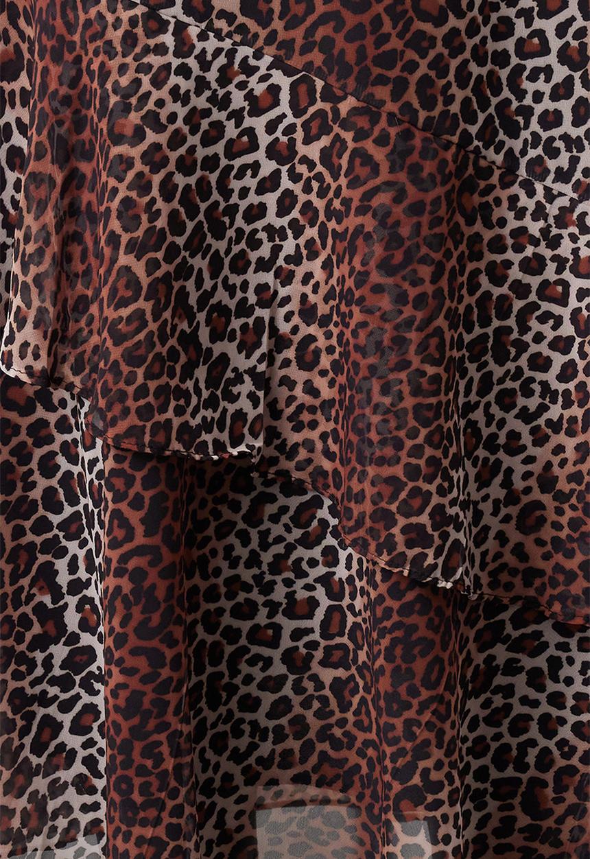 Trendyol - Leopard patterned lined woven skirt - brown