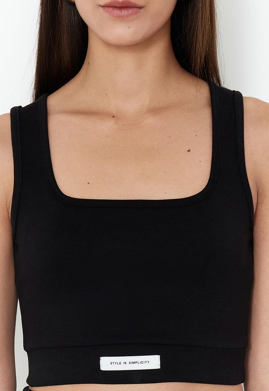 Trendyol - Label detailed soft textured knitted blouse top and bottom set - black