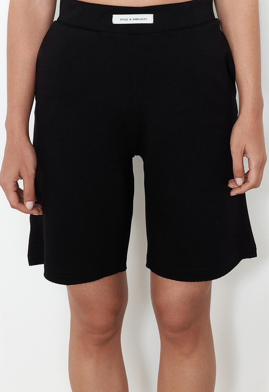 Trendyol - Label detailed soft textured knitted blouse top and bottom set - black