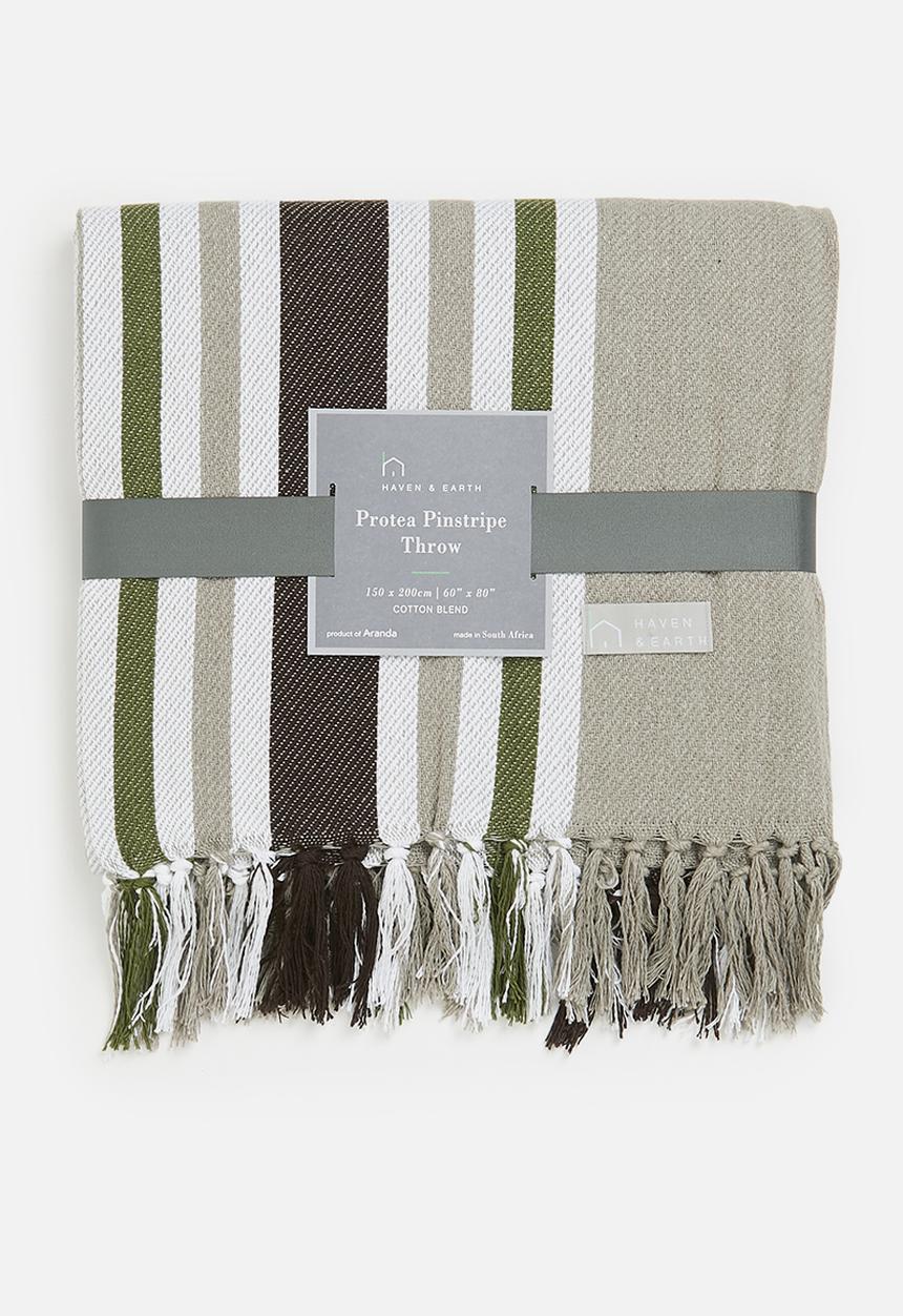 Haven & Earth  - Protea outdoor pinstripe throw - cobblestone/hunter