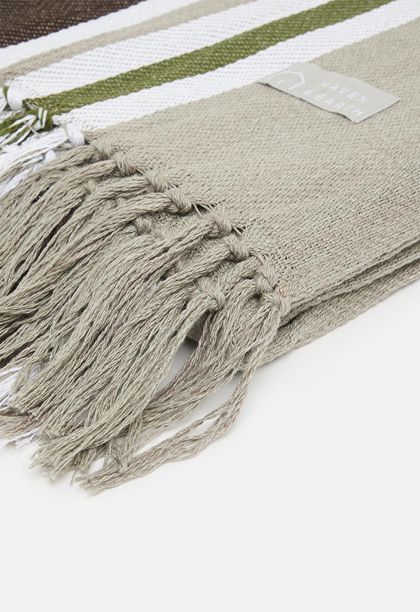 Haven & Earth  - Protea outdoor pinstripe throw - cobblestone/hunter