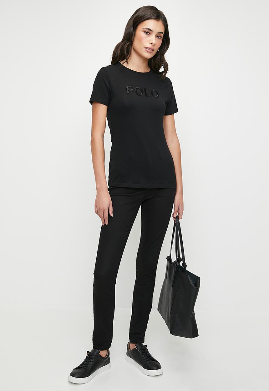 POLO - Wmn Addison Beaded Short Slevee T-Shirt - Black
