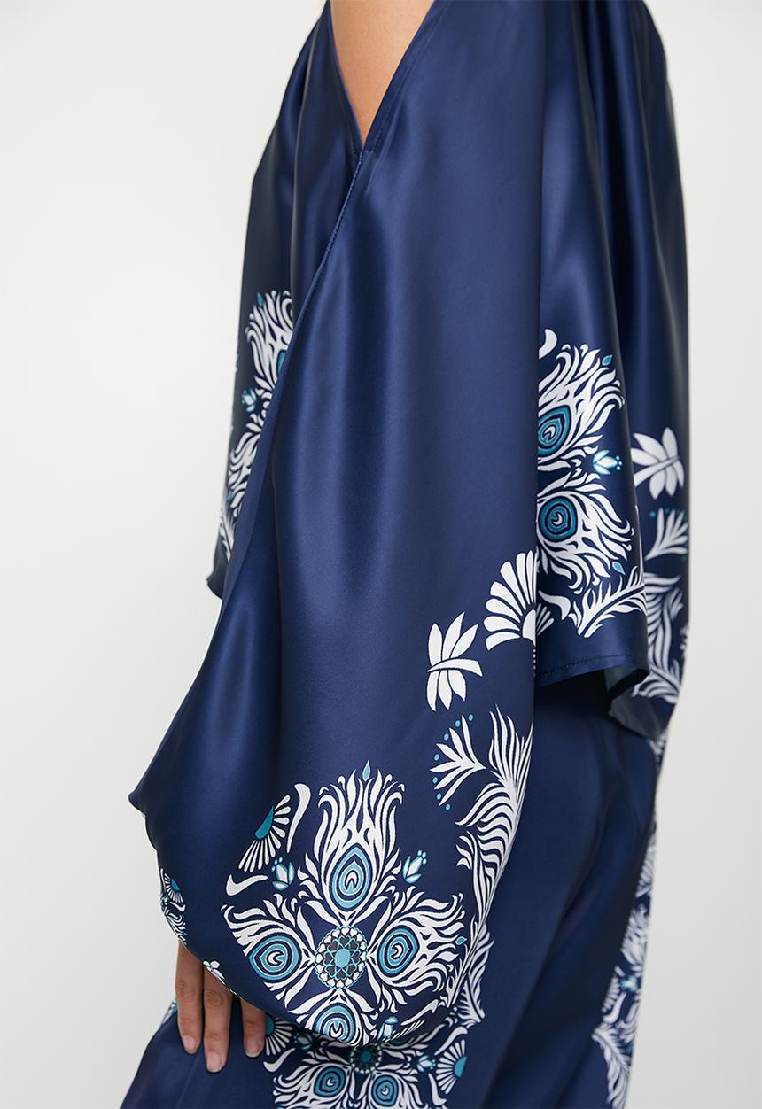 edit - Cold shoulder gauged neck blouse - bold silhouette floral