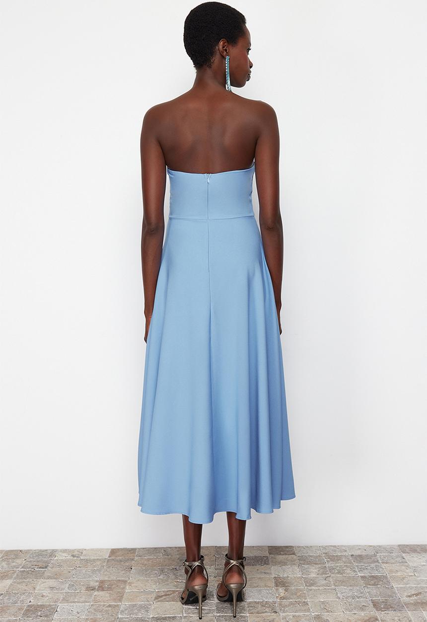Trendyol - A-Cut Woven Elegant Evening Dress - Blue