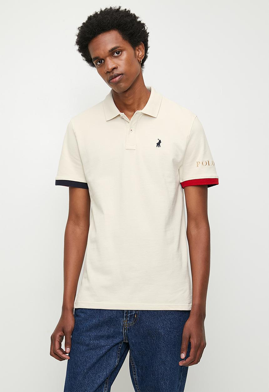 POLO - Landon tipped cuff logo ss golfer - white