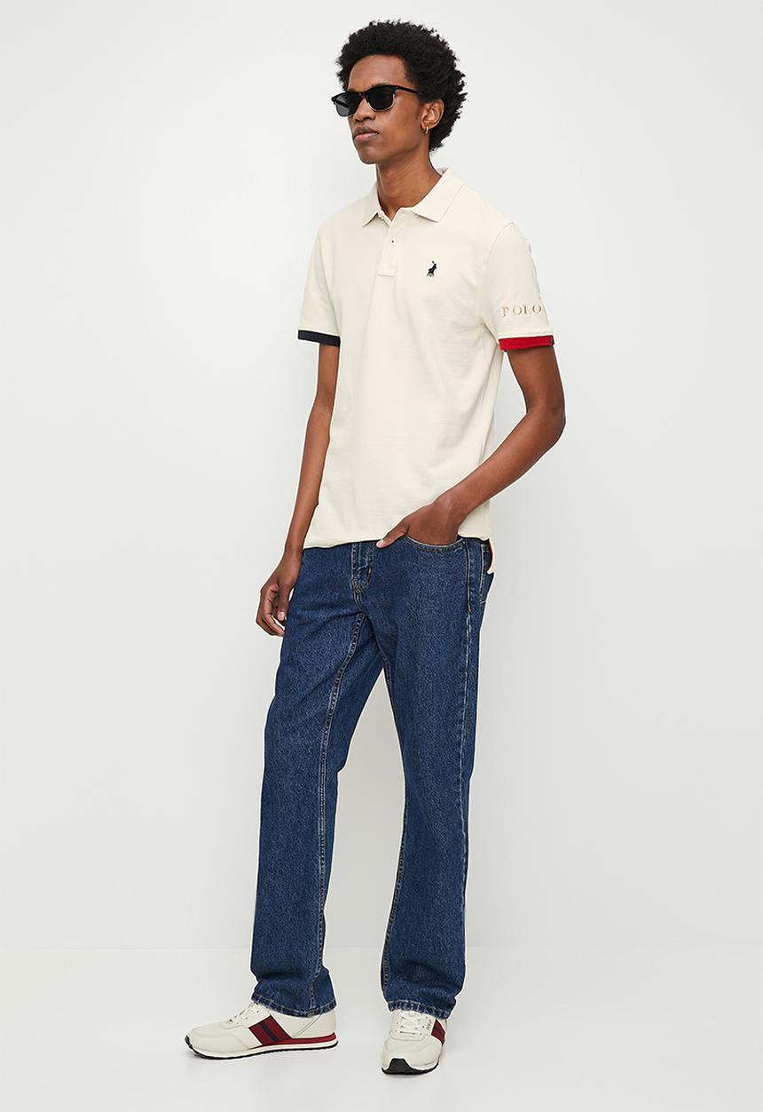 POLO - Landon tipped cuff logo ss golfer - white