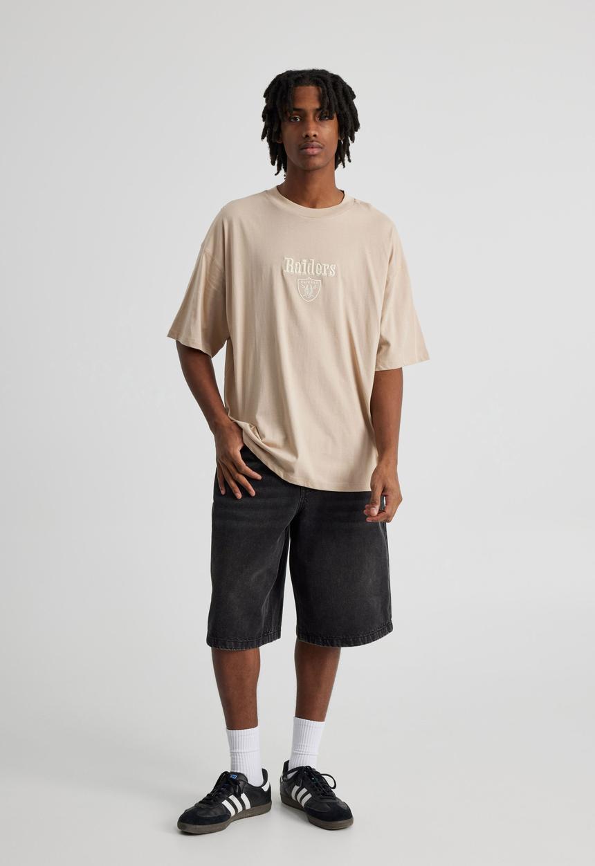 Factorie - Box Fit Nfl Tshirt - Lcn Nfl Beige/Raiders Embroidery