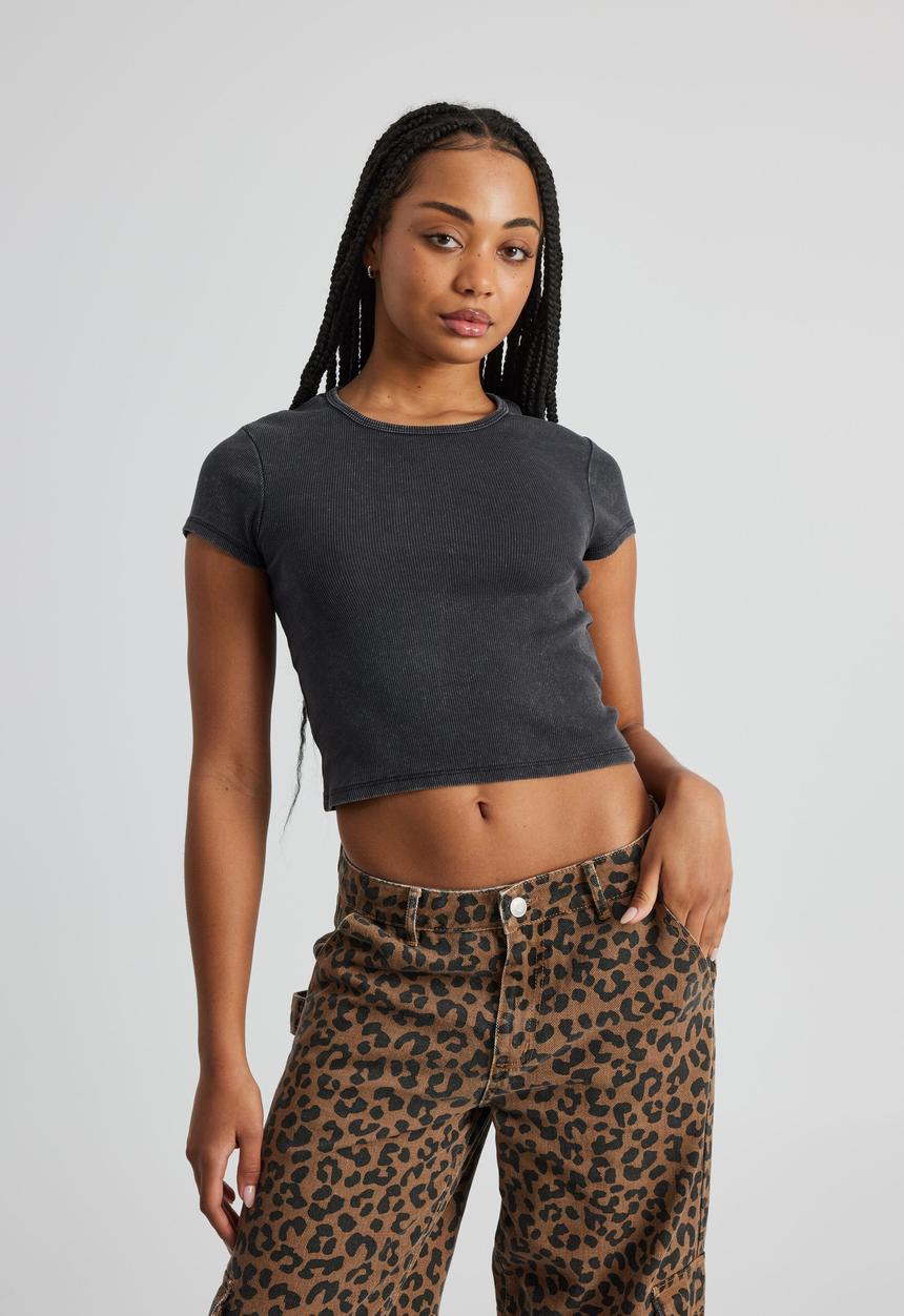 Factorie - Ruby Rib Baby Tee - Washed Black