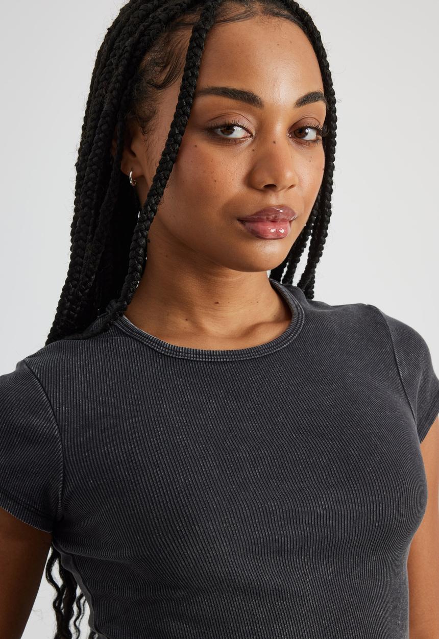 Factorie - Ruby Rib Baby Tee - Washed Black