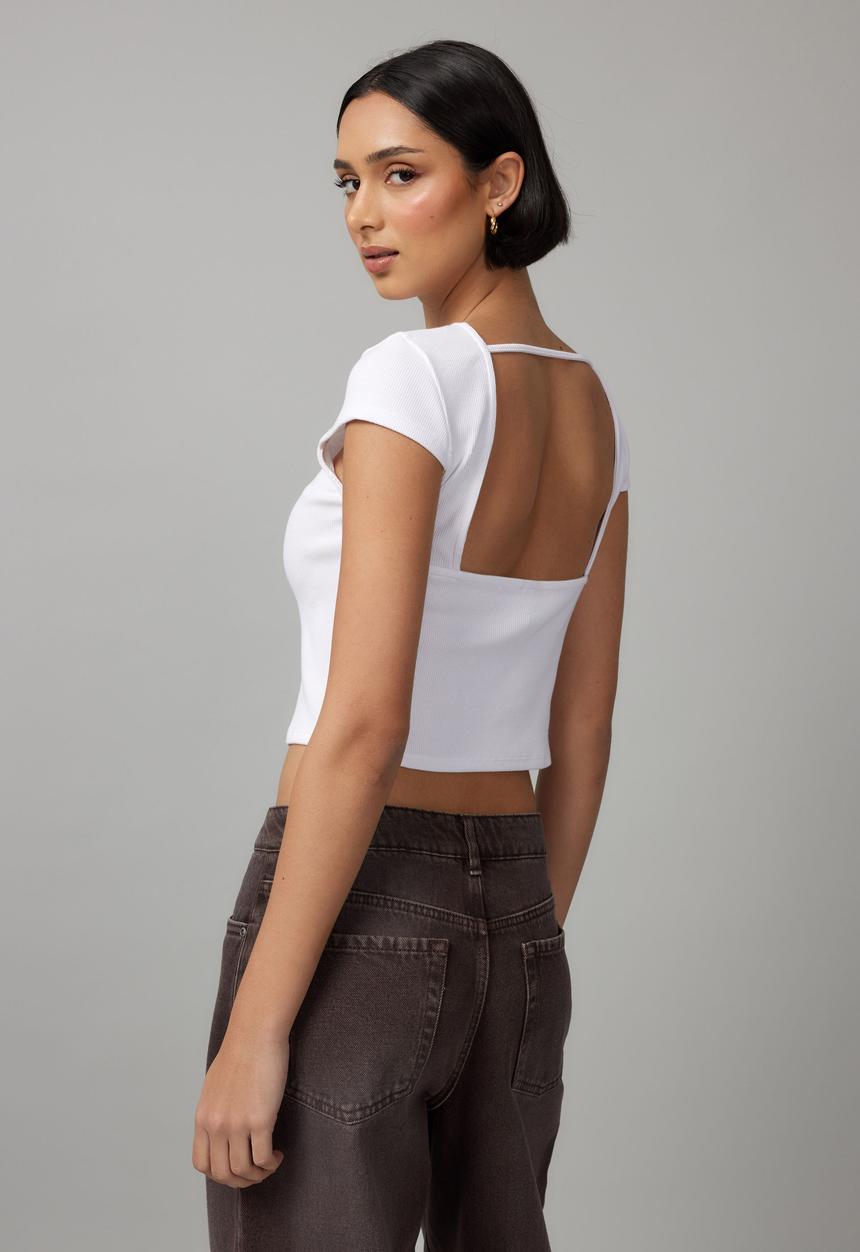 Factorie - Hazel Open Back Tee - White