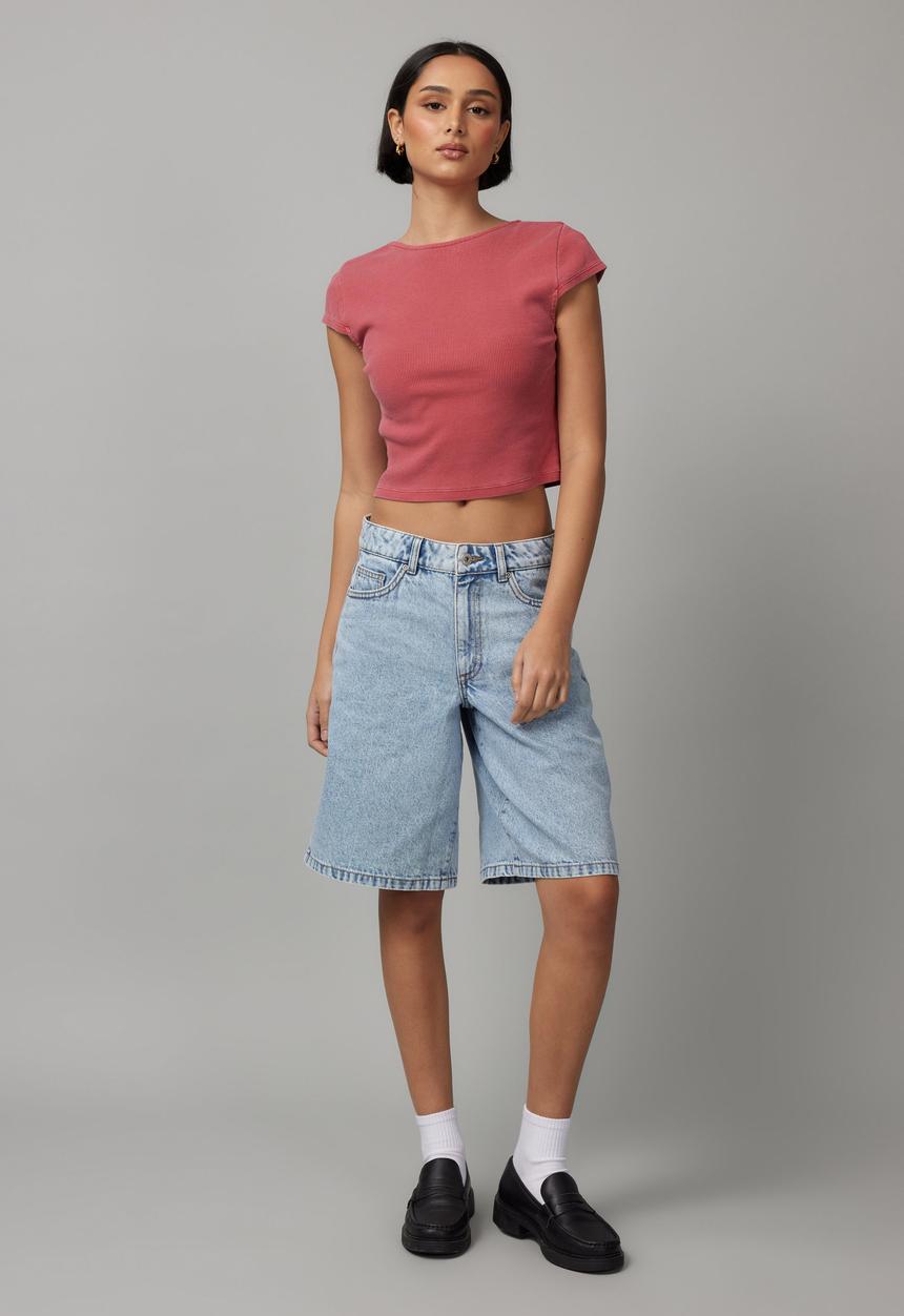 Factorie - Hazel Open Back Tee - Washed Scooter